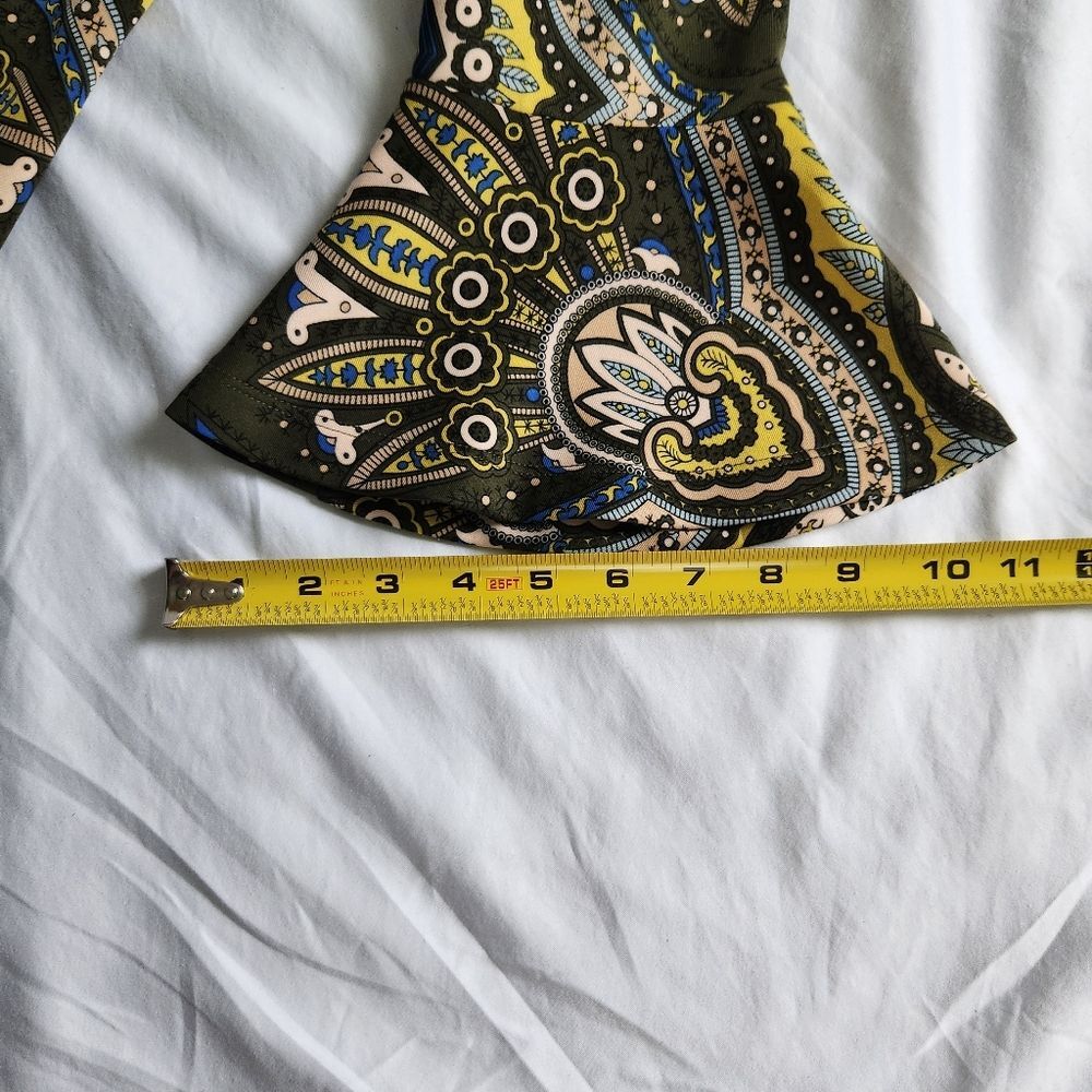 Retro Belle Sleeve Dress NY & Company Size XL Stretch Green Gogo Costume Hippy - Picture 12 of 14